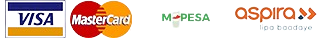 We accept M-PESA,Visa, and Mastercard